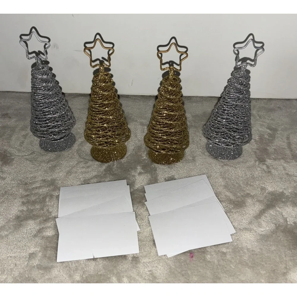 Avon Place Card Holders Set Christmas Tree Set Of 4 Trees And 12 Place Cards NEW